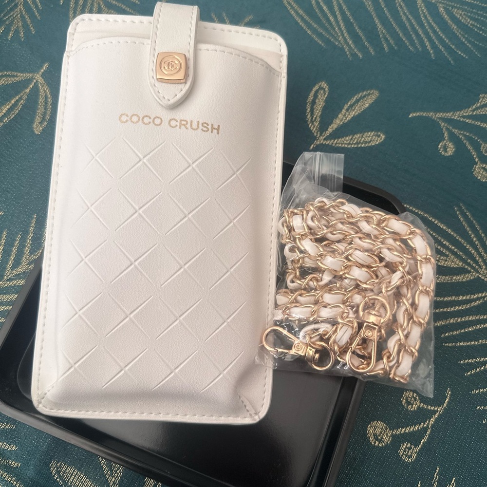 CHANEL White and Gold Phone Case